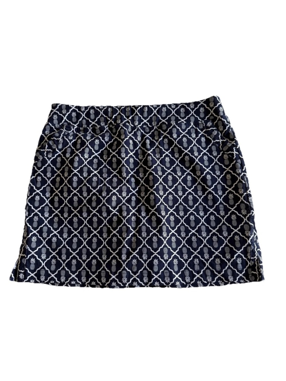Crown & Ivy Skort Womens 8  Pineapple  Novelty Pockets Twill Preppy Tropical